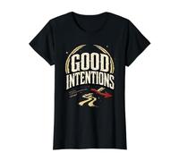 Good Intentions Flecha Rota Motivacional Gráfico Vintage Camiseta gráfica económica, Mujer, Negro, S