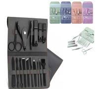 Good-Looking Foldable Stainless Steel Nail Clipper Set, Beente Manicure Kit, Beente Nail Clipper Set, Portable Travel Grooming Kit, 16 Pcs Stainless Steel Nail Care Kit Women (Gray)