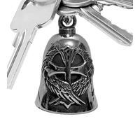 Good Luck Bell - 1.97 Inches Motorcycle Charm Accessory for Riding Safety, Friendship Token with Pendant Function, Biker Keychain for Riders, Family, Lovers, Friends, Adults, Classic Silver