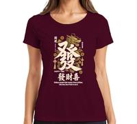 Good Luck Chinese Dragon Wise Men Japan Y2K - Camiseta para mujer, granate