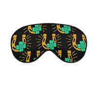 Good Luck Shamrock Horseshoes Sleep Mask Night Cover Eye para mujeres y hombres BlockLight para avión, viaje, siesta, correa ajustable