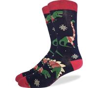 Good Luck Sock - Calcetines de Navidad para hombre, diseño de dinosaurios, color azul, talla 7-12