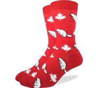 Good Luck Sock - Calcetines para hombre, diseño de hojas de arce canadiense, talla 7-12, color rojo