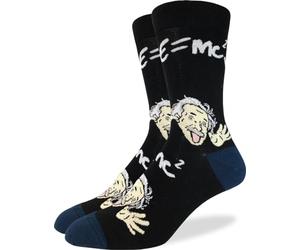 Good Luck Sock Wacky Albert Einstein - Calcetines para hombre, talla 7-12, color negro