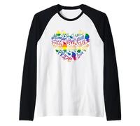 Good Luck Trolls Love Is Love Rainbow Heart Camiseta Manga Raglan