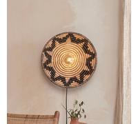 GOOD & MOJO aplique de pared Andros, negro/natural, enchufe, Ø 45cm