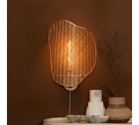 GOOD & MOJO Aplique de pared Kinabalu, marrón, 50 cm, enchufe de bambú