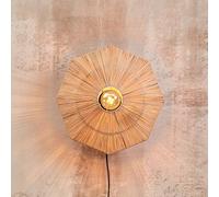 GOOD & MOJO Aplique de pared Panama, natural, Ø 45 cm, enchufe