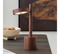 GOOD & MOJO Lámpara de mesa LED Okinawa, marrón, 35 cm, madera