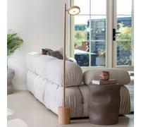 GOOD & MOJO Lámpara de pie LED Okinawa, 1 luz, natural, 146 cm, madera