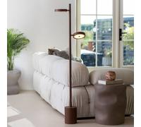 GOOD & MOJO Lámpara de pie LED Okinawa, 2 luces, marrón, 146 cm, madera