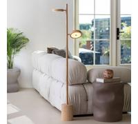 GOOD & MOJO Lámpara de pie LED Okinawa, 2 luces, natural, 146 cm, madera