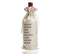 Good Moms Say Bad Words and Drink - Bolsa de vino para vino y vino y regalo para mamá, regalo para madre mamá, regalo para el día de la madre, regalo para mamá, vino para mamá, regalo para coche compartido, ideas de regalo personalizadas (DL035)