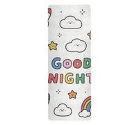 Good Night - Tapete de yoga con estampado de cohetes coloridos de dibujos animados con bolsa de transporte para entrenamientos en el suelo, antideslizante, tapete de toalla de yoga con bolsa para