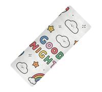 Good Night - Tapete de yoga portátil con estampado de cohetes coloridos de dibujos animados de 1 mm de grosor para gimnasio antideslizante, con tapete de almacenamiento para ejercicio de 71 x 26