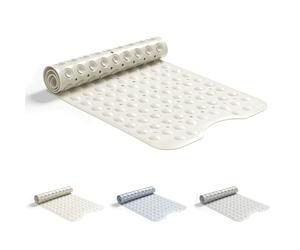 Good Nite Alfombrilla de Baño Antideslizante de 101 * 40 cm, Lavable a Máquina, con Ventosas, Agujeros de Drenaje, Alfombrilla de Baño de Goma, Antideslizante, Antimoho, Extra Larga, Blanco