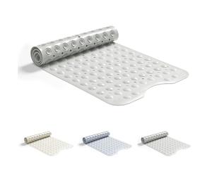 Good Nite Alfombrilla de Baño Antideslizante de 101 * 40 cm, Lavable a Máquina, con Ventosas, Agujeros de Drenaje, Alfombrilla de Baño de Goma, Antideslizante, Antimoho, Extra Larga, Gris