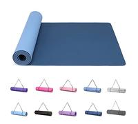 Good Nite Alfombrillas de yoga para mujer, de 6 mm de grosor, con correa de transporte, tapete de ejercicio Tpe para yoga, pilates, gimnasia (azul oscuro y azul cielo)