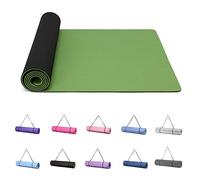 Good Nite Alfombrillas de yoga para mujer, de 6 mm de grosor, con correa de transporte, tapete de ejercicio Tpe para yoga, pilates, gimnasia (183 x 61 x 0,6 cm) (verde y negro)