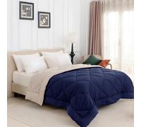 Good Nite Edredón Individual sin Funda de 10,5 TOG, 135 x 200 cm, edredón Reversible de Bloques de Color con pestañas en Las Esquinas, Lavable a máquina, Ropa de Cama para Todas Las Estaciones, Azul