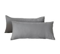 Good Nite Funda de Almohada 100% Microfibra, Pack Doble, Funda de Almohada súper Suave, Juego de 2 Fundas de Almohada (40 x 80 cm), Color Gris