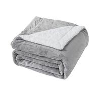 Good Nite Manta Reversible de Forro Polar Sherpa de 130 x 150 cm, Manta de poliéster esponjosa, Manta de Cama Suave y cálida para la Vida en el hogar y Viajes (Gris, Individual)