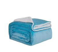 Good Nite Manta Reversible de Forro Polar Sherpa de 130 x 150 cm, Manta de poliéster esponjosa, Manta de Cama Suave y cálida para la Vida en el hogar y Viajes (Azul, Individual)