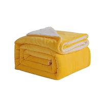 Good Nite Manta Reversible de Forro Polar Sherpa de 150 x 200 cm, Manta de poliéster esponjosa, Suave y cálida, para la Vida en el hogar y Viajes (Amarillo, Doble)
