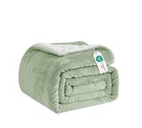 Good Nite Manta Sofa Sherpa Mantas para Cama Verde Salvia 130x150cm | Ideal para sofá y cama en invierno, lavable a máquina