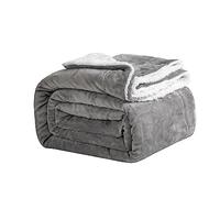 Good Nite Mantas 130x150cm, Manta y Colchas, Mantas para Sofa, Manta de Franela Sherpa Gruesa de Invierno Blanket (Gris)