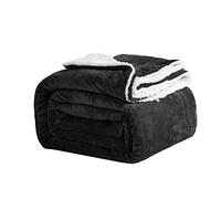 Good Nite Mantas 230x270cm, Manta y Colchas, Mantas para Sofa, Manta de Franela Sherpa Gruesa de Invierno Blanket (Negro)