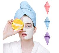 Good Nite Paquete de 3 Toallas de Microfibra para Secado de Pelo, superabsorbentes, con Botones, turbantes para Cabello seco para Mujeres y niñas, Cabello húmedo