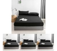 Good Nite Sábana Bajera Ajustable de 120 x 200 cm, Color Negro, poliéster, 30 cm, Extra Profunda, Suave y Transpirable, Lavable a máquina (Paquete de 4)