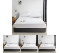 Good Nite Sábana Bajera Ajustable de 30 cm, Extra Profunda, Suave y Transpirable, Lavable a máquina (Blanco, 90 x 200 + 30 cm) (Paquete de 4)