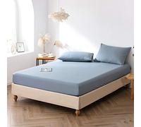 Good Nite Sábana Bajera Ajustable para Cama Individual, Doble, King, 25 cm, Bolsillo extraprofundo, Suave y Transpirable, Lavable a máquina (Azul Gris, King)