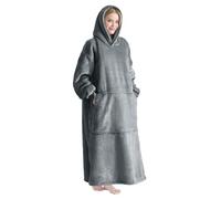 Good Nite Wearable Blanket Manta de Gran tamaño con Capucha para Mujer, Gris, 90x130cm-Sherpa