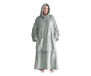 Good Nite Wearable Blanket Manta de Gran tamaño con Capucha para Mujer, Gris Claro, Flannel-90x130 cm