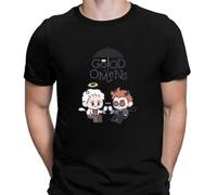 Good Omens T Shirt Round Collar Man Comfortable Gentleman Casual tee Black L