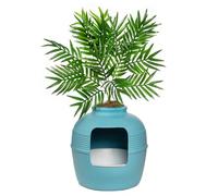 Good Pet Stuff, Caja de Arena Oculta Original y Kit Esencial de Forro Reutilizable, Maceta Redonda Cerrada para Gatos con Plantas Artificiales, Sistema de Filtro de Olor a Carbono, fácil de Limpiar,