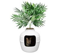Good Pet Stuff, La Caja de Arena Oculta Original, Plantas Artificiales y Caja de Arena Cerrada para Gatos, ventilada y Filtro de Olor, fácil de Limpiar, Abedul Blanco