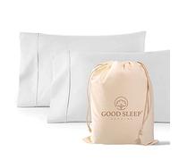 Good Sleep Bedding Fundas de Almohada 100% egipcias de 1000 Hilos, 100% algodón de Fibra Larga, Tejido Satinado, 2 Piezas, tamaño Queen/estándar, Color Blanco