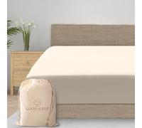 Good Sleep Bedding Sábana Bajera Ajustable tamaño King de 800 Hilos con elástico en Todo el Contorno, Tejido de satén de algodón Egipcio 100%, hasta 45,7 cm, Color Marfil