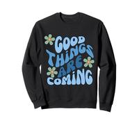 Good Things Are Coming - Flor Ondulada Retro, Color Azul Sudadera