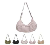 Good Totes Croissant Bag, Goodtotes Crescent Crossbody Bags, Casual Retro Commuter Canvas Bag (Pink)