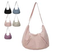 Good Totes Croissant Bag, Goodtotes Large Croissant Crossbody Bag, Nylon Waterproof Croissants Bags, Adjustable Strap (Pink)