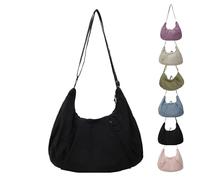 Good Totes Croissant Bag, Large Croissant Sling, Fashion Nylon/Water-Resistant Adjustable Strap (Black)