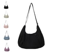 Good Totes Croissant Bag, Large Croissant Sling, Large Fashion Nylon Waterproof Satchel, Crescent Crossbody Bags for Women (Black)