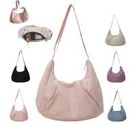 Good Totes Croissant Bagc, Goodtotes Large Croissant Crossbody Bag, Waterproof, Adjustable Strap (Pink)