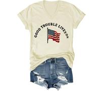Good Trouble - Camiseta para mujer, diseño con texto en inglés "Good Trouble Lives On", Amarillo cremoso (cuello en V), 3XL