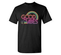Good Vibes 70's Rainbow Retro BeanePod Artworks Art Funny DT Adult T-Shirt tee(X-Large)